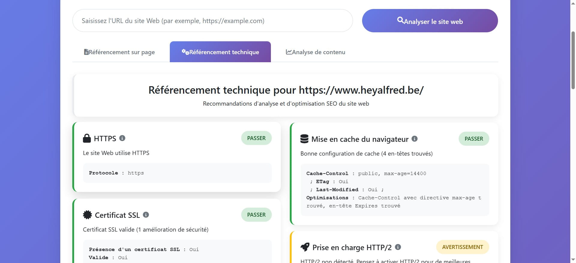 La rubrique confirme que le site utilise HTTPS (HyperText Transfer Protocol Secure), ce qui signifie que toutes les données échangées entre le serveur et l'utilisateur sont cryptées pour garantir la sécurité. L'utilisation de HTTPS est cruciale pour la protection des informations personnelles des utilisateurs, et Google favorise les sites sécurisés dans les résultats de recherche.
