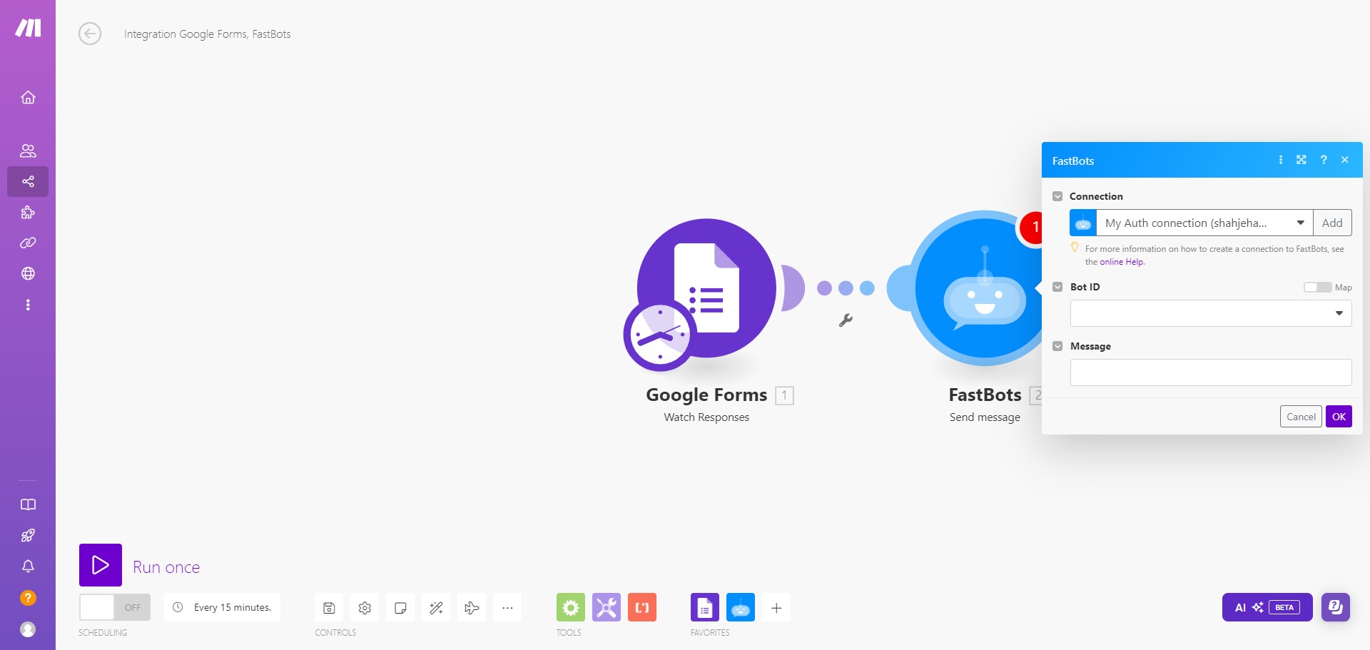 Select the Chatbot by clicking on Bot ID.