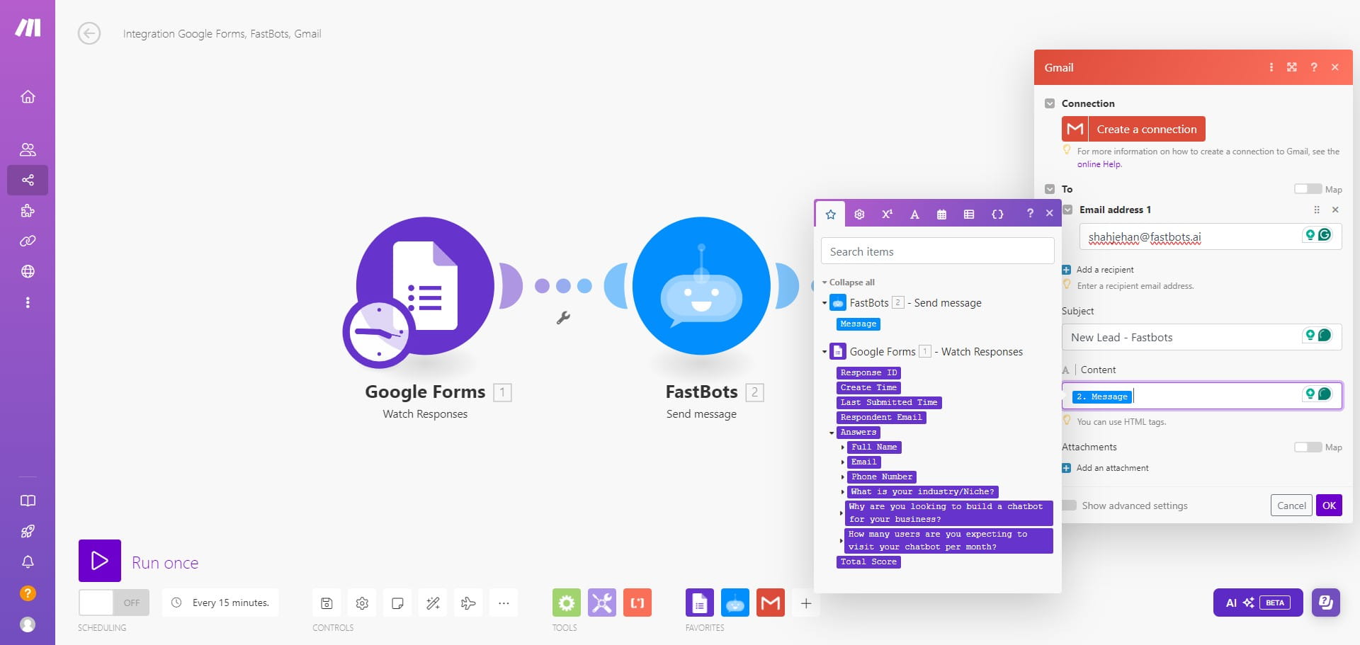 Select the "Message" option