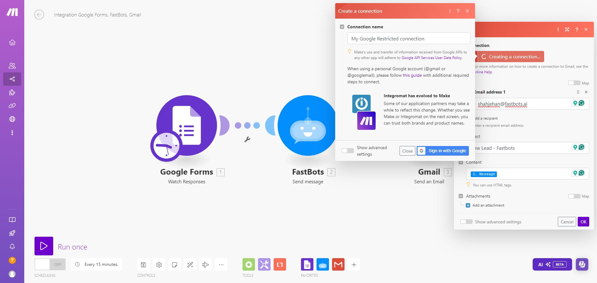 Click on "Sign in with Google" to connect with Gmail account.