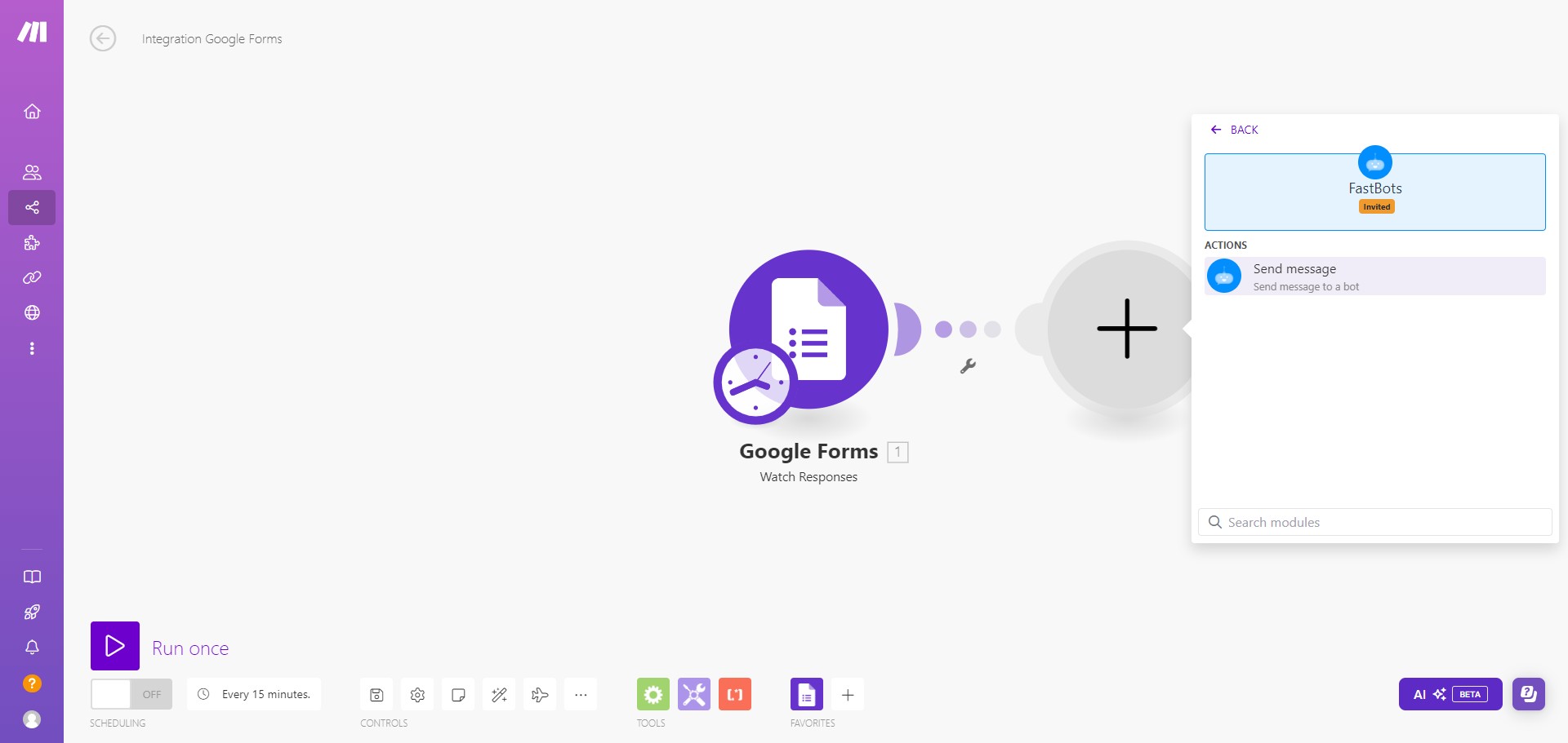Select the "Send message to a bot" option.