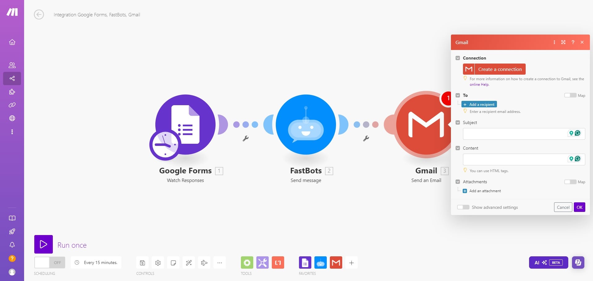 Click on "Add a recipient"