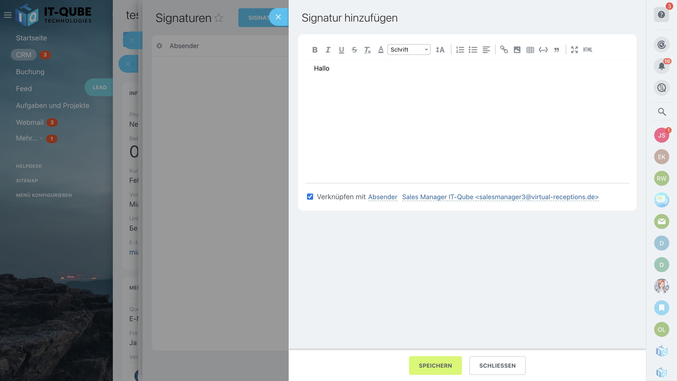Click on "Speichern"