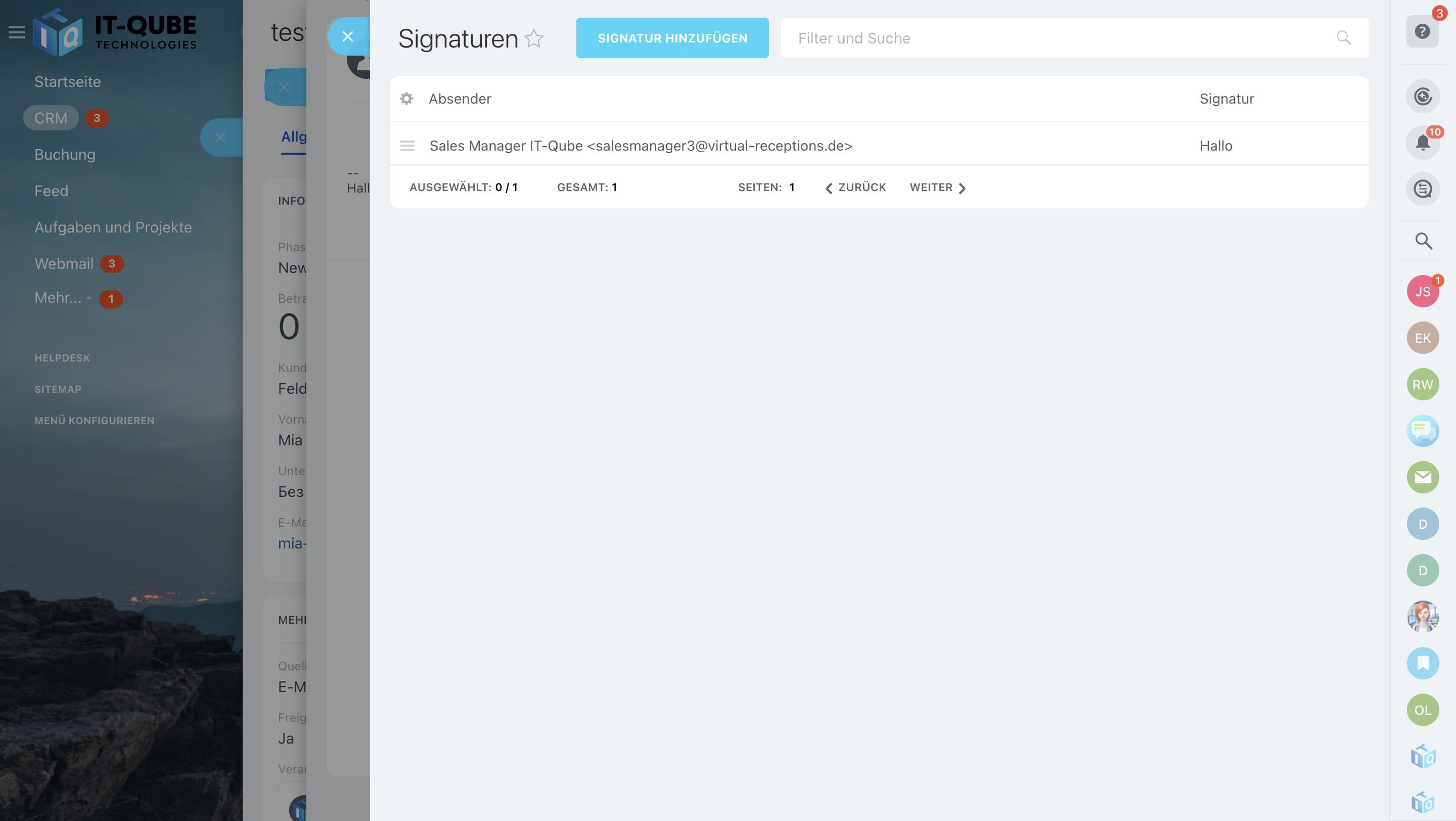 Click on "Signatur hinzufügen"