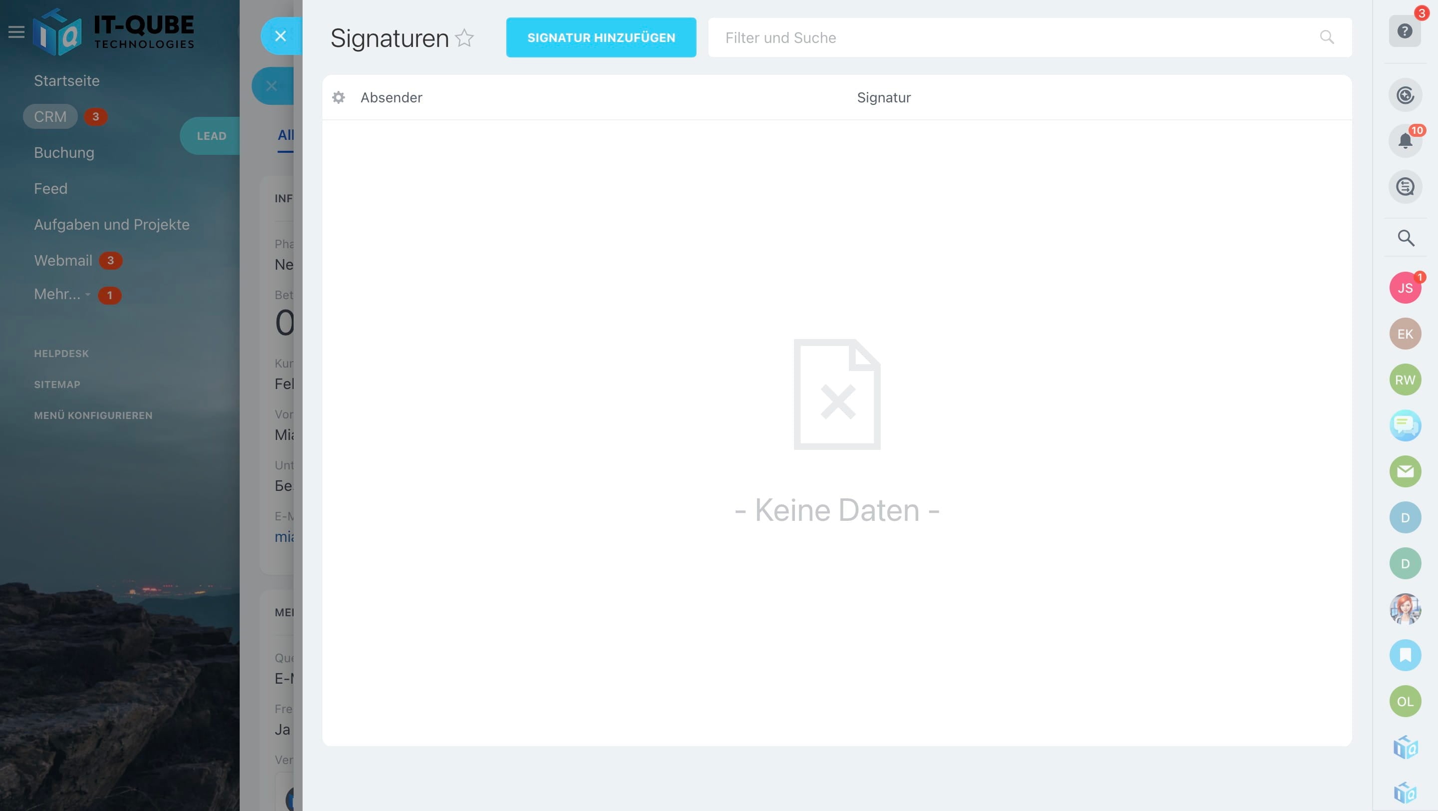 Click on "Signatur hinzufügen"