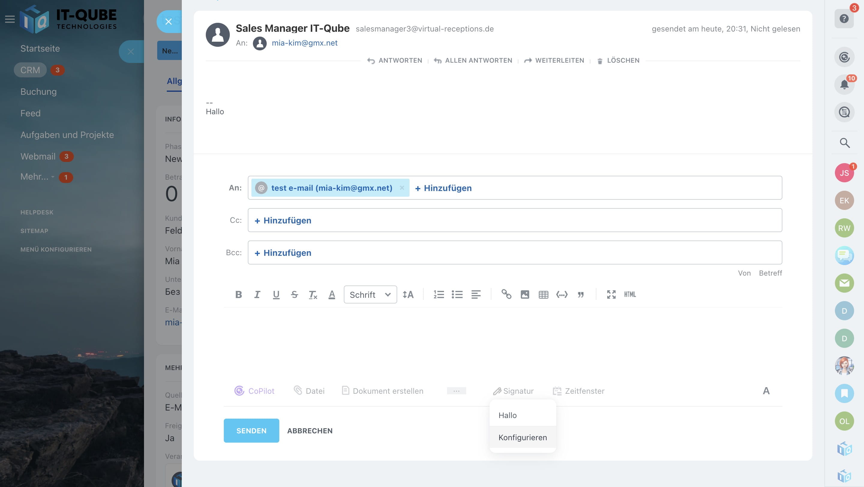 Click on "Konfigurieren"