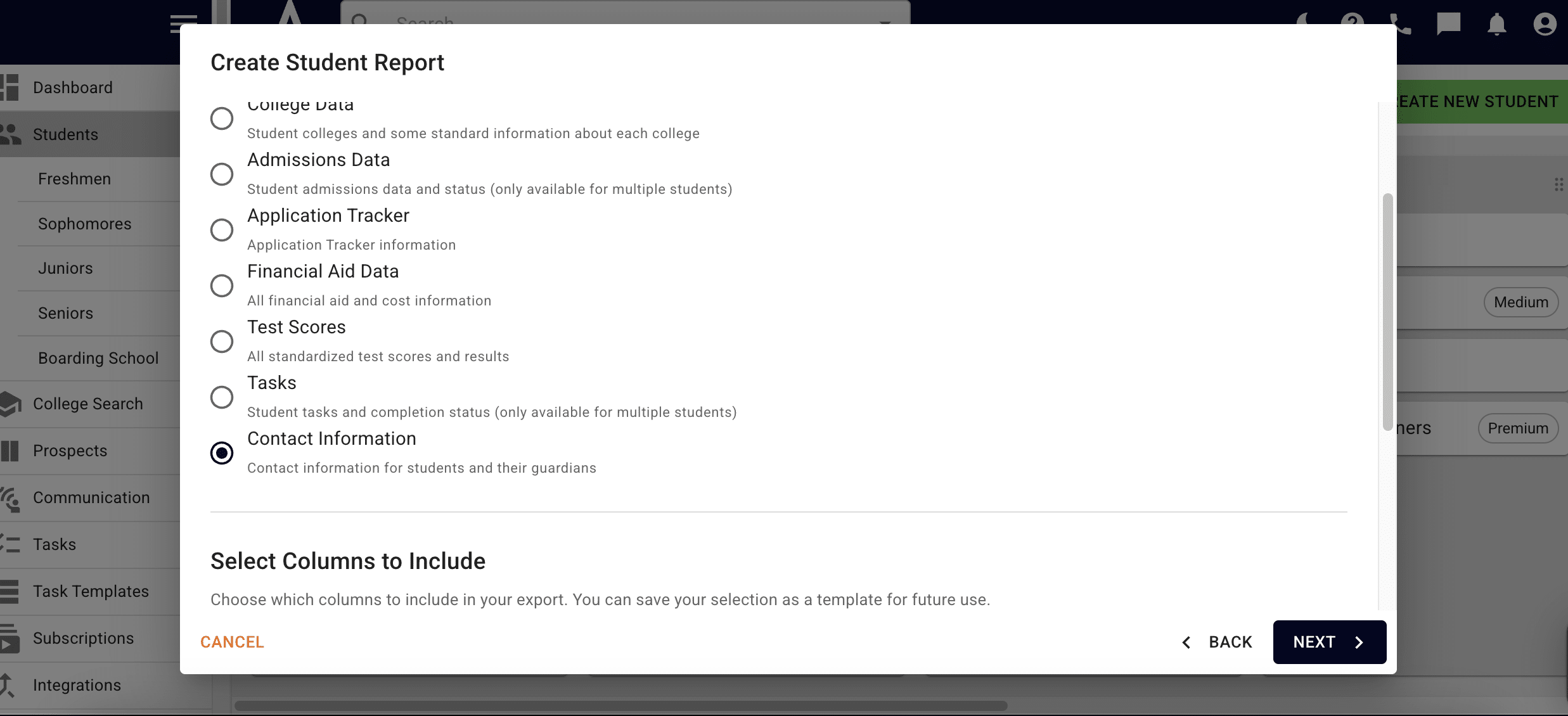 One you select your report type, click **Next**