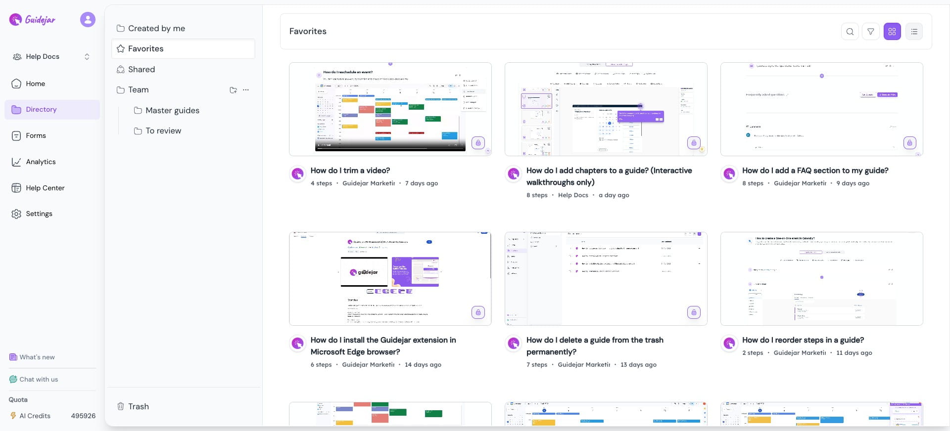 Here, you’ll see all the guides you’ve marked as favorites for easy access