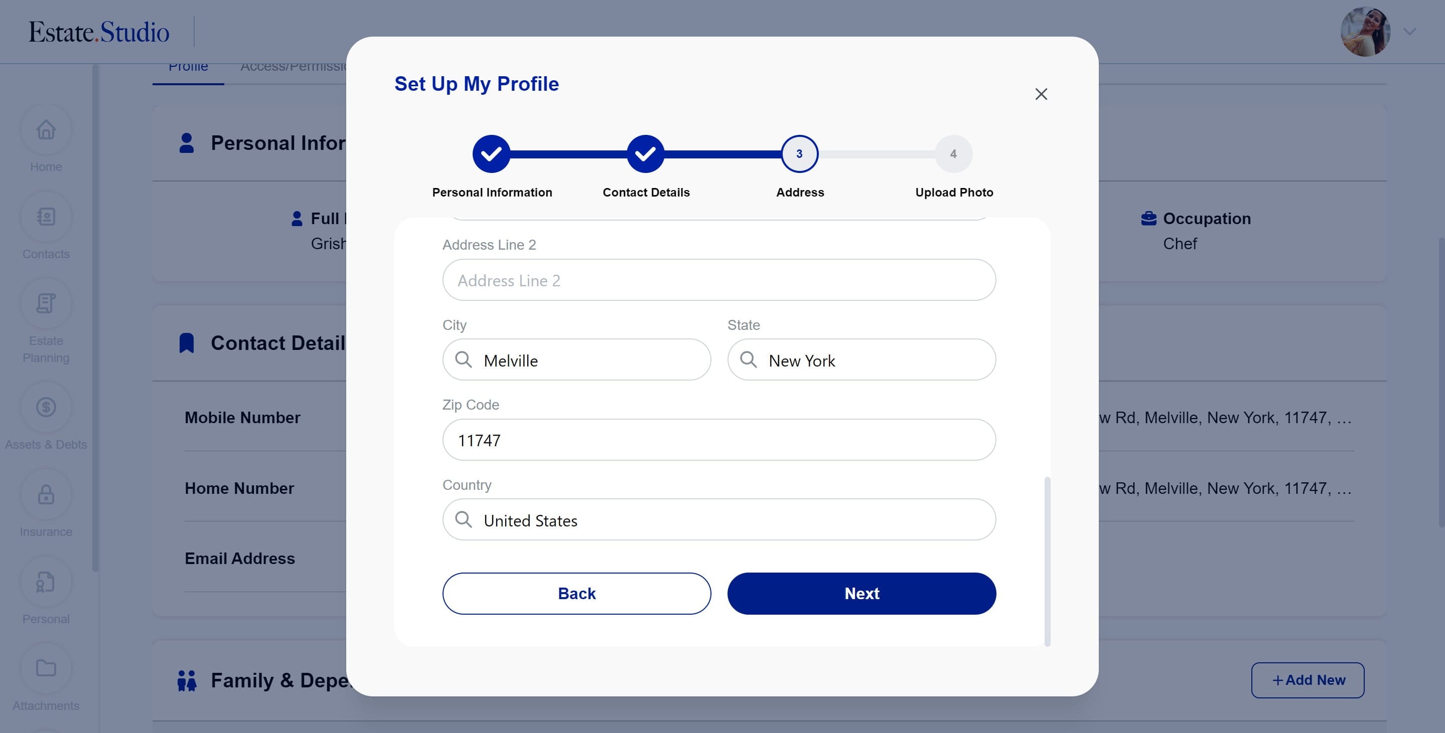 If you need to make changes to the address information, enter the new information and click "Next"