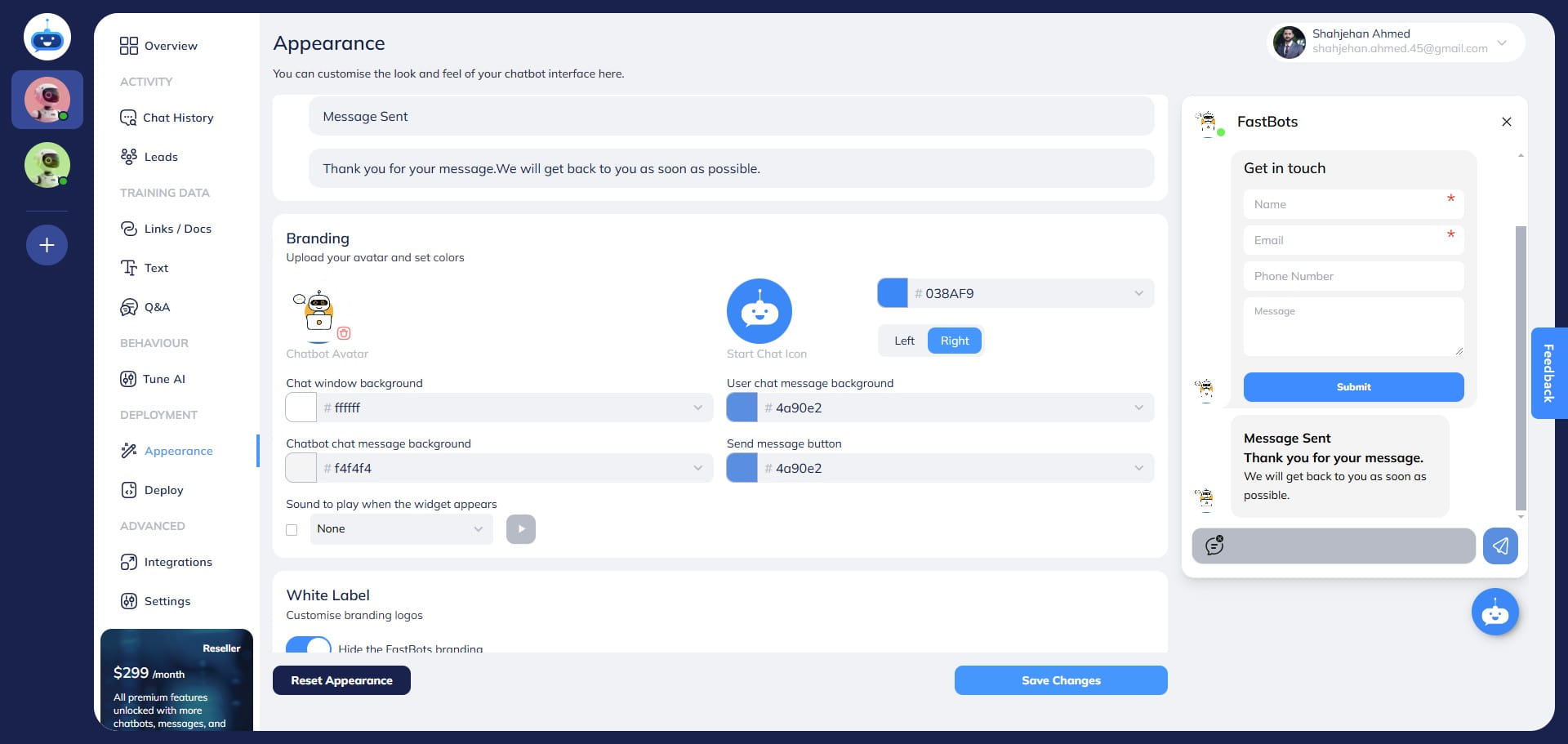 After you upload the Avatar, it will show on your chatbot.