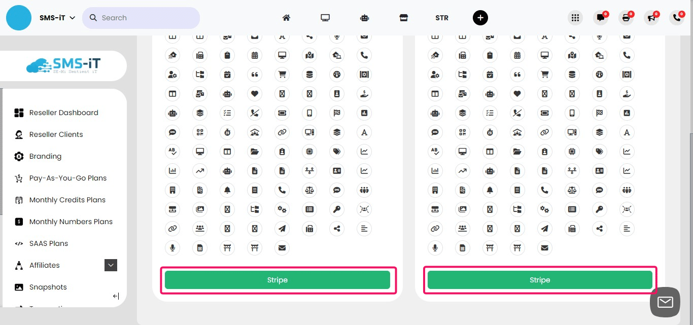 **Complete Your Purchase**
Select your preferred payment plan
Click on the Stripe payment option to process your payment securely
Follow the prompts to finalize your purchase and activate your SMS-iT reseller account