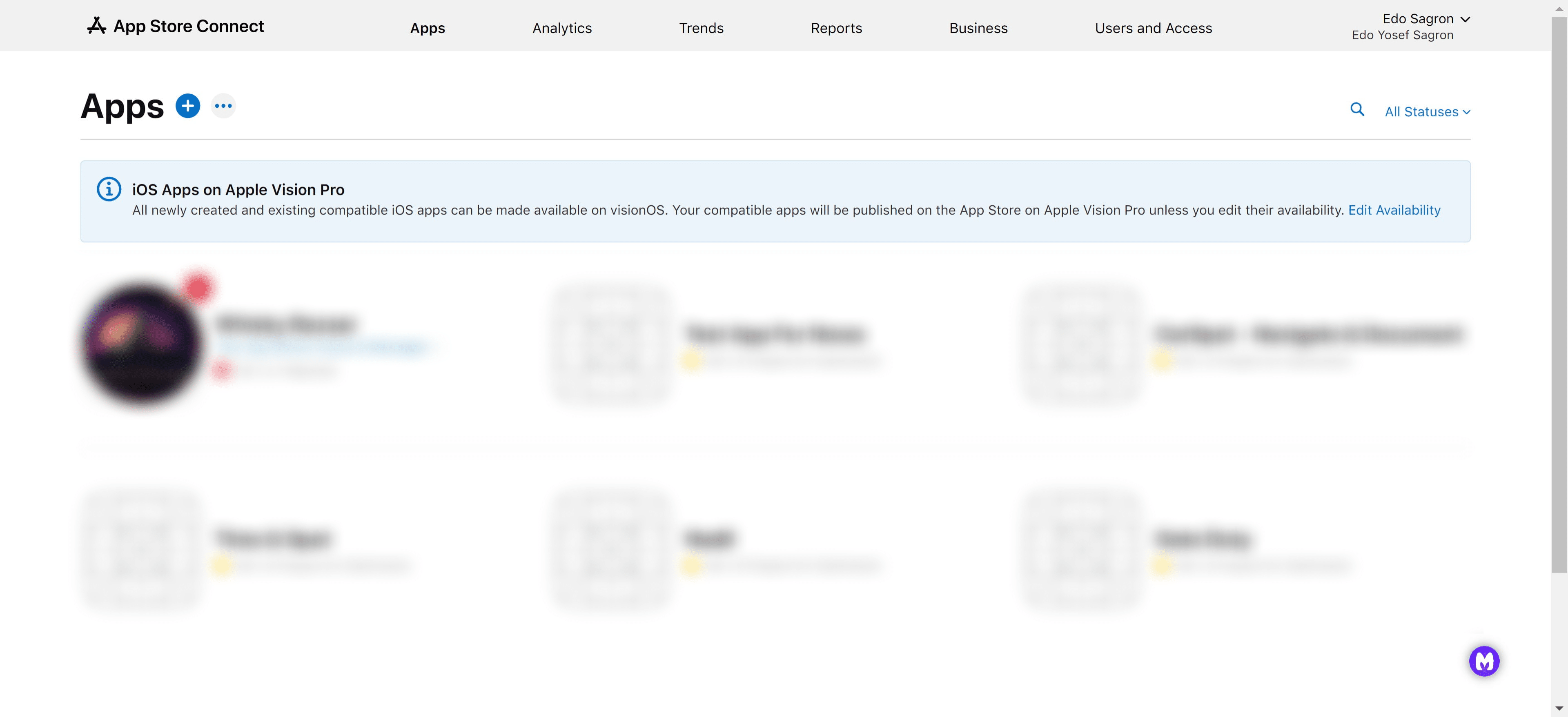 Add a new app by clicking the "+" icon