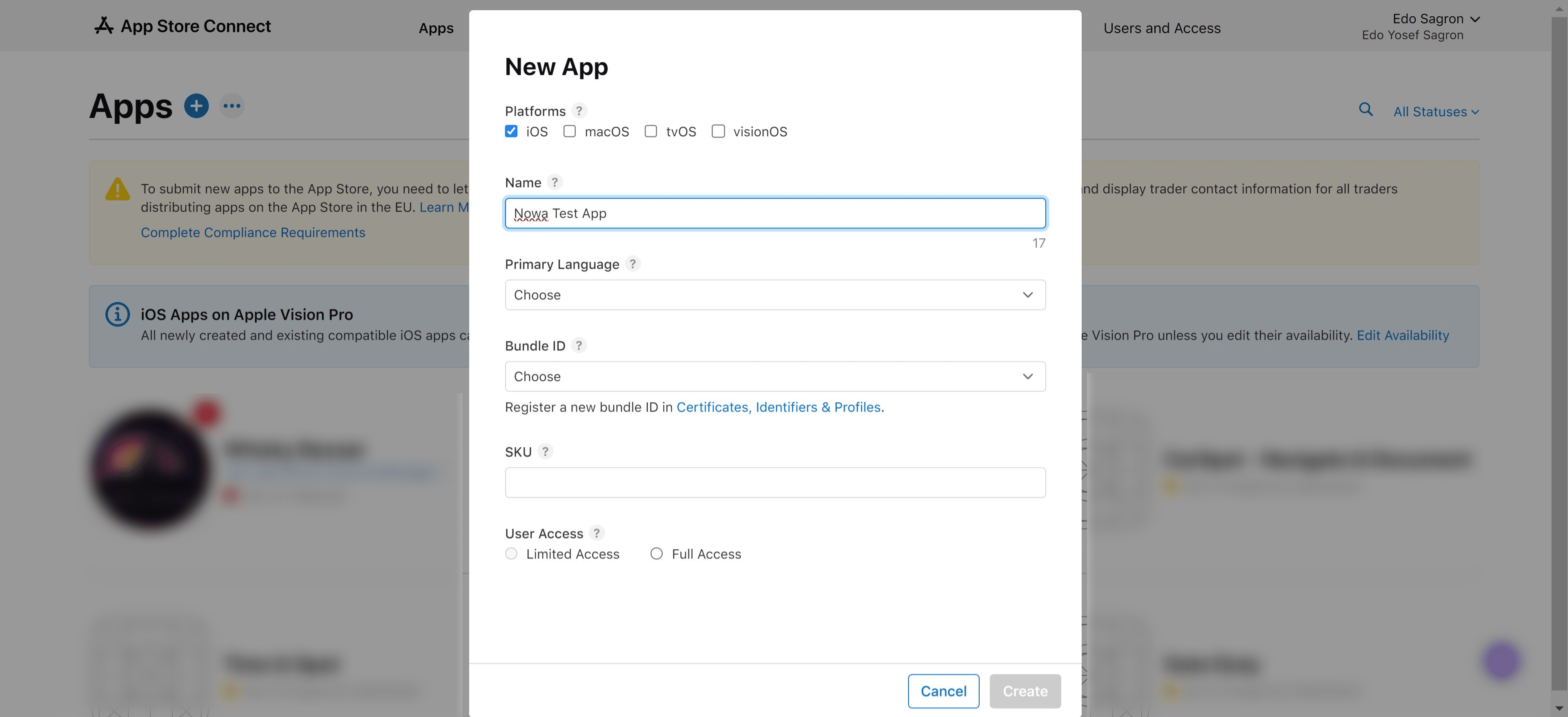 Choose the apps primary language