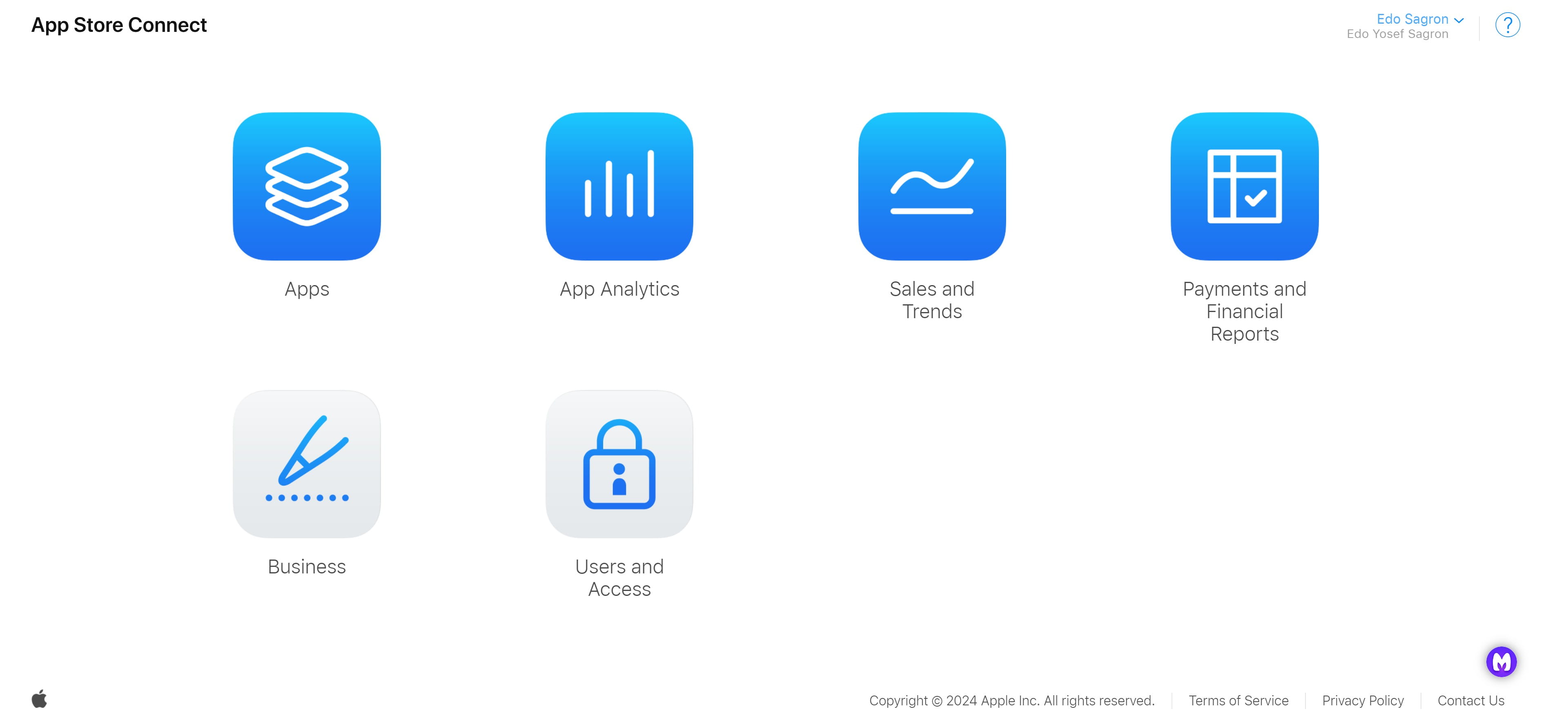 Now navigate to https://appstoreconnect.apple.com and click on "Apps"