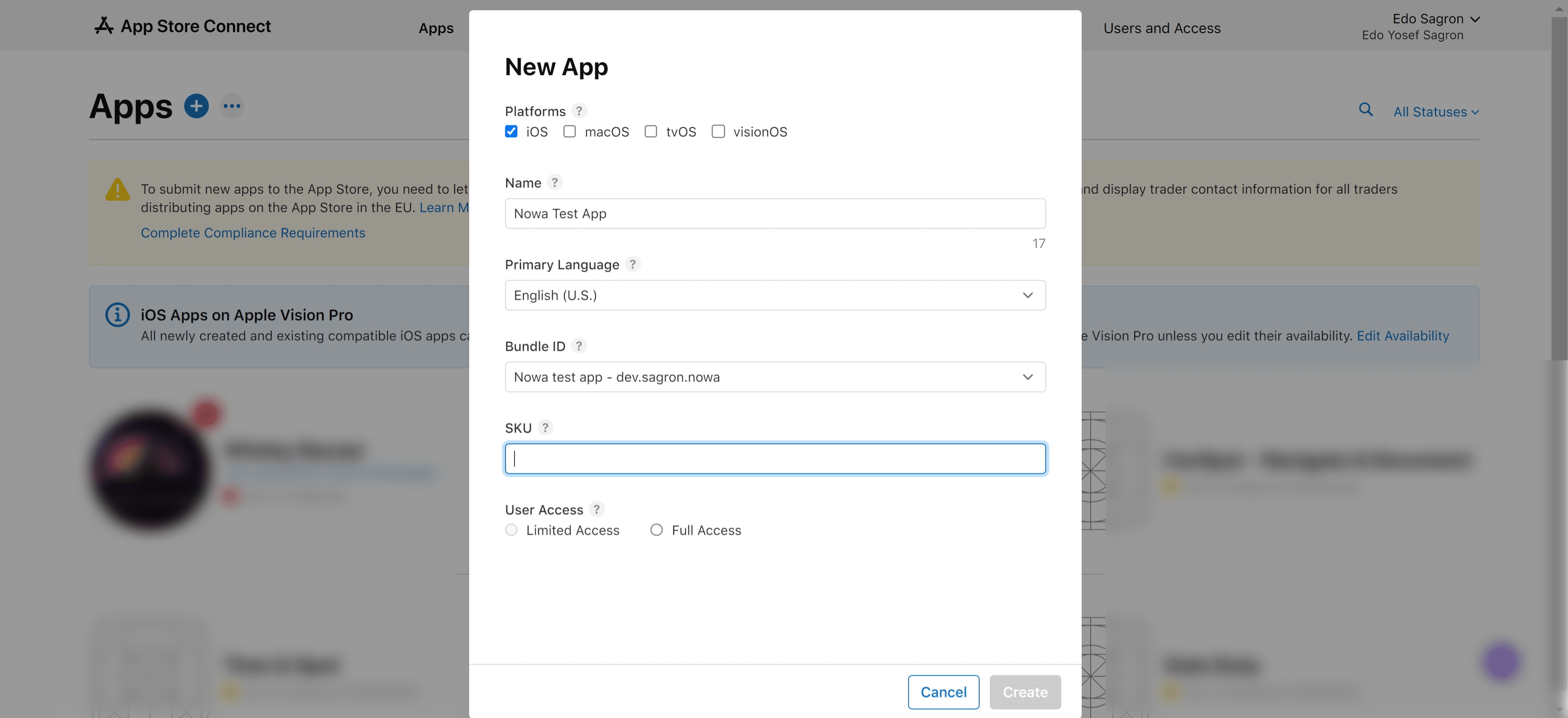 Choose an SKU, this should be a unique ID for your app
