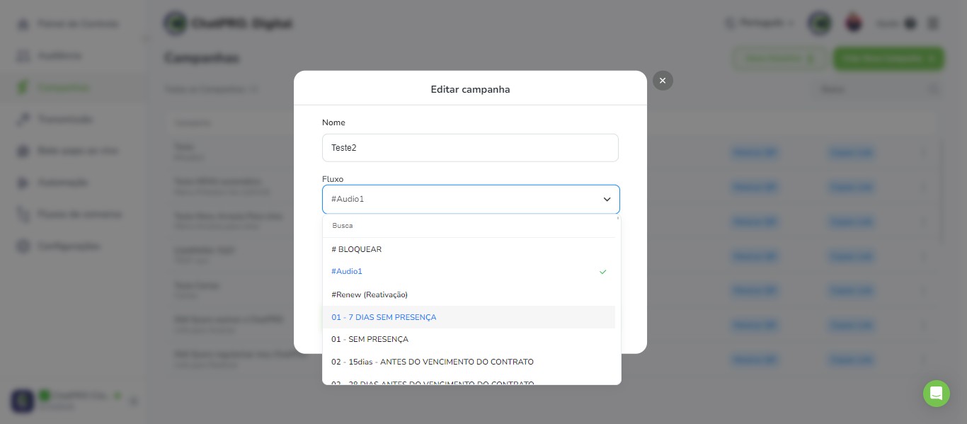 Click on "01 - 7 DIAS SEM PRESENÇA"