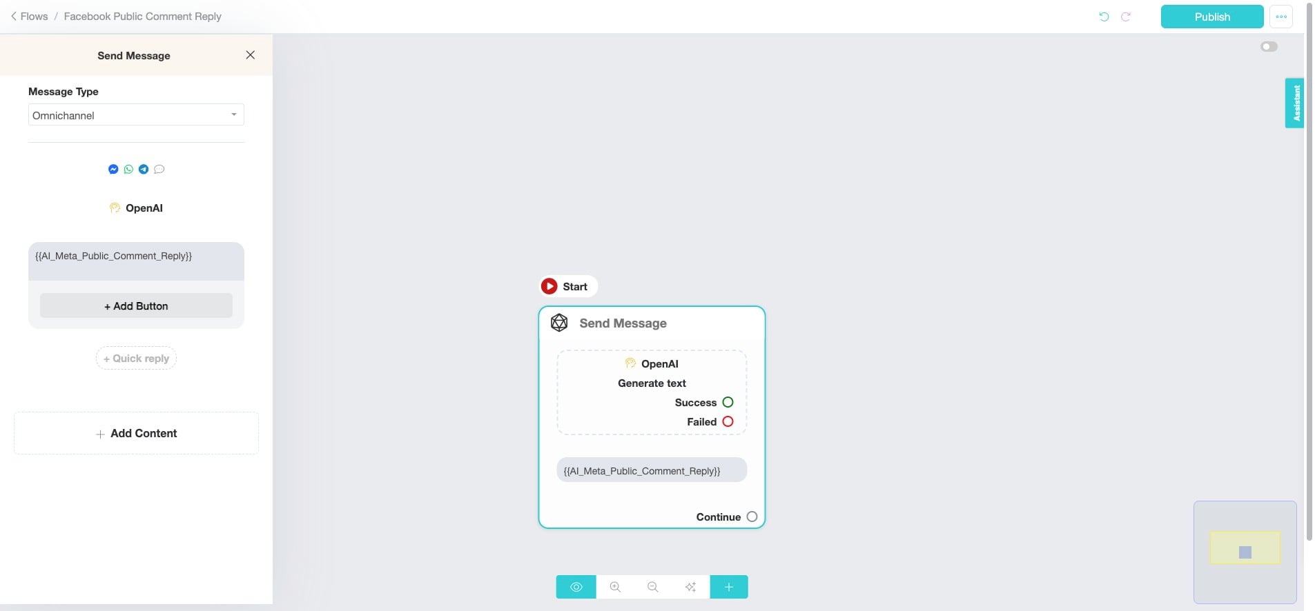 Click "Publish" 
✅ Done! You’ve successfully created the flow for Facebook Public Comment Automation. 🚀