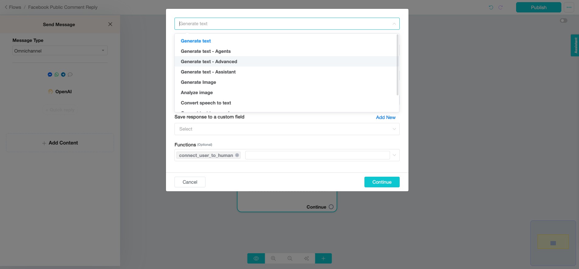 Click "Generate text - Advanced". This option gives you more control over the AI-generated responses.