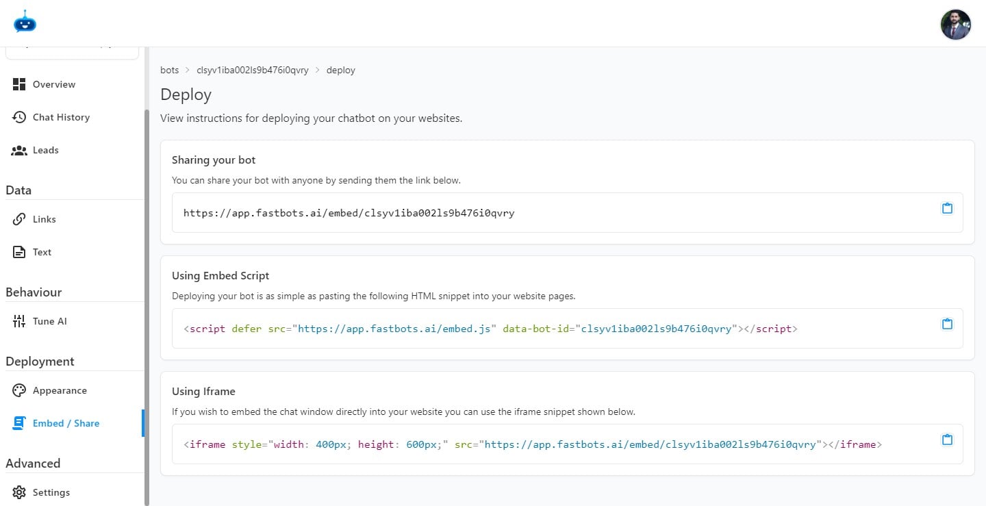 You can share your bot by using the link given below the "Sharing Your Bot" option.