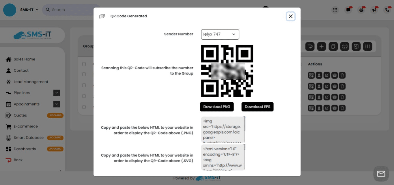 Scan the QR code with your camera phone and enter the group, after that you should receive your message and also the mandatory appended message 