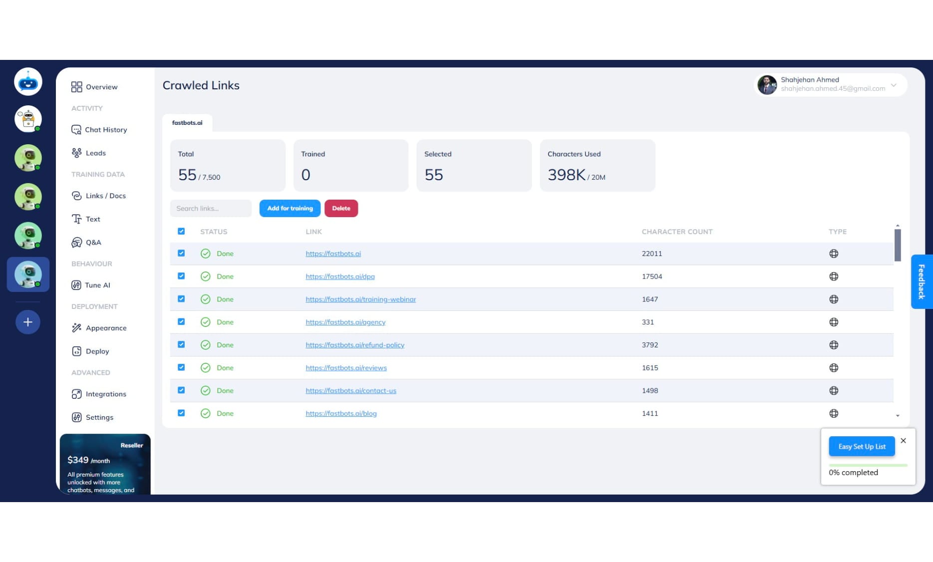 It will crawl the whole website and show all the URLs. You can select all the links by clicking on this box. 