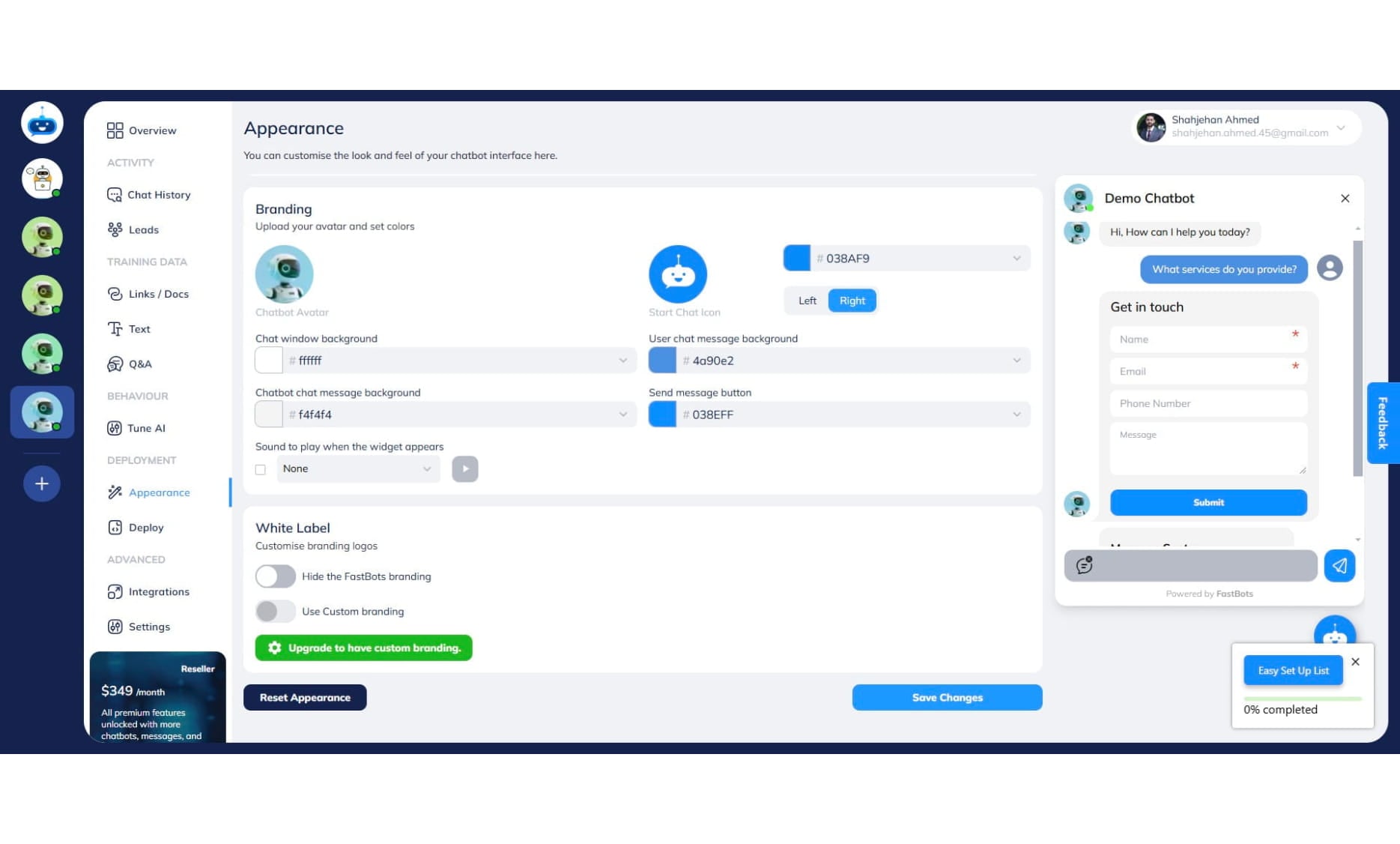Change the colours to match your brand.