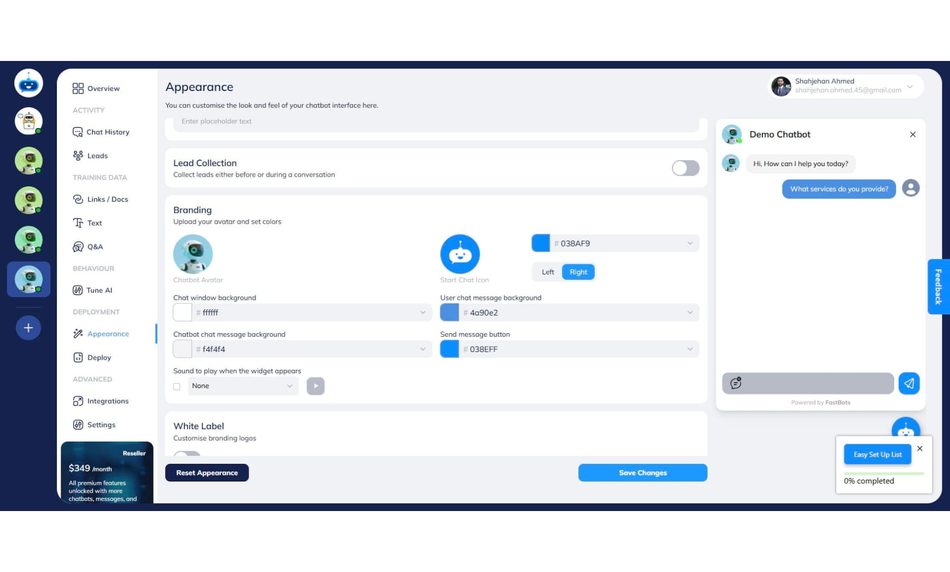 Choose if you want to display a lead form to your chat users.