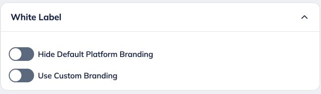 Open **White Label** to review the branding controls available on your account.