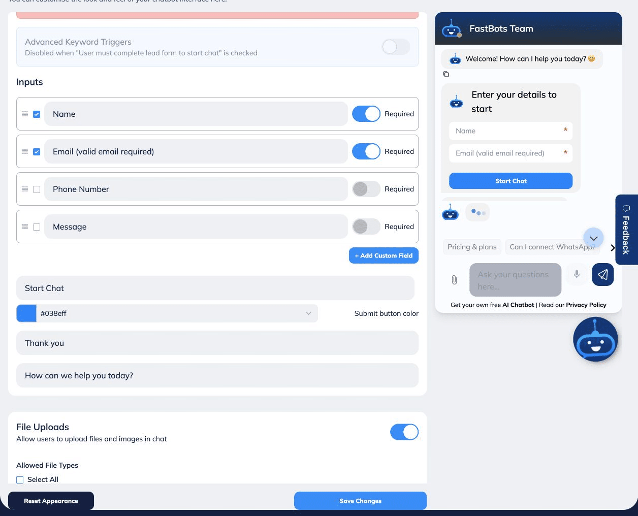 Click Add Custom Field if you need extra information. You can add up to four custom fields, so keep each label short and specific.