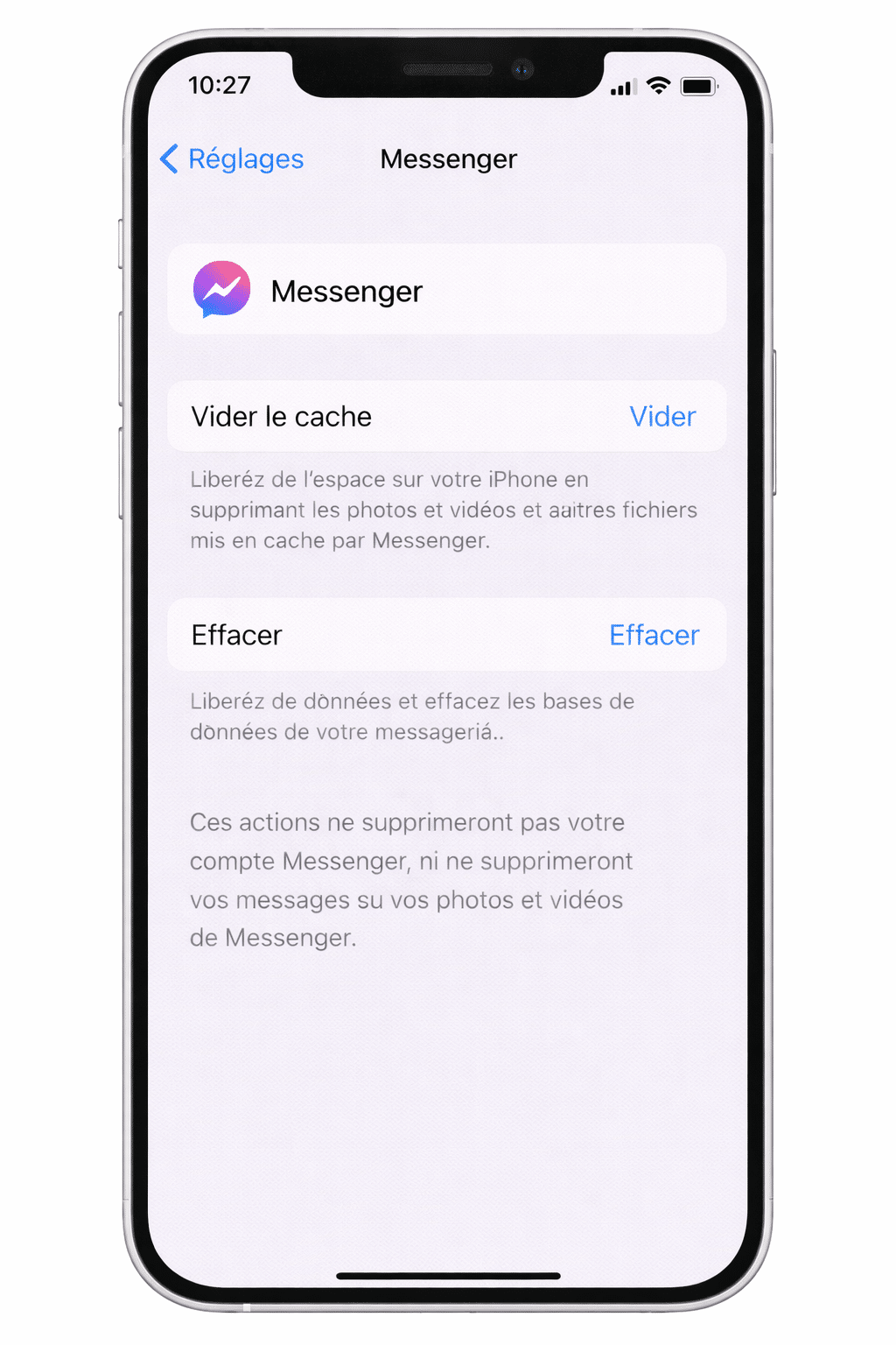 Appuyez sur **Vider**