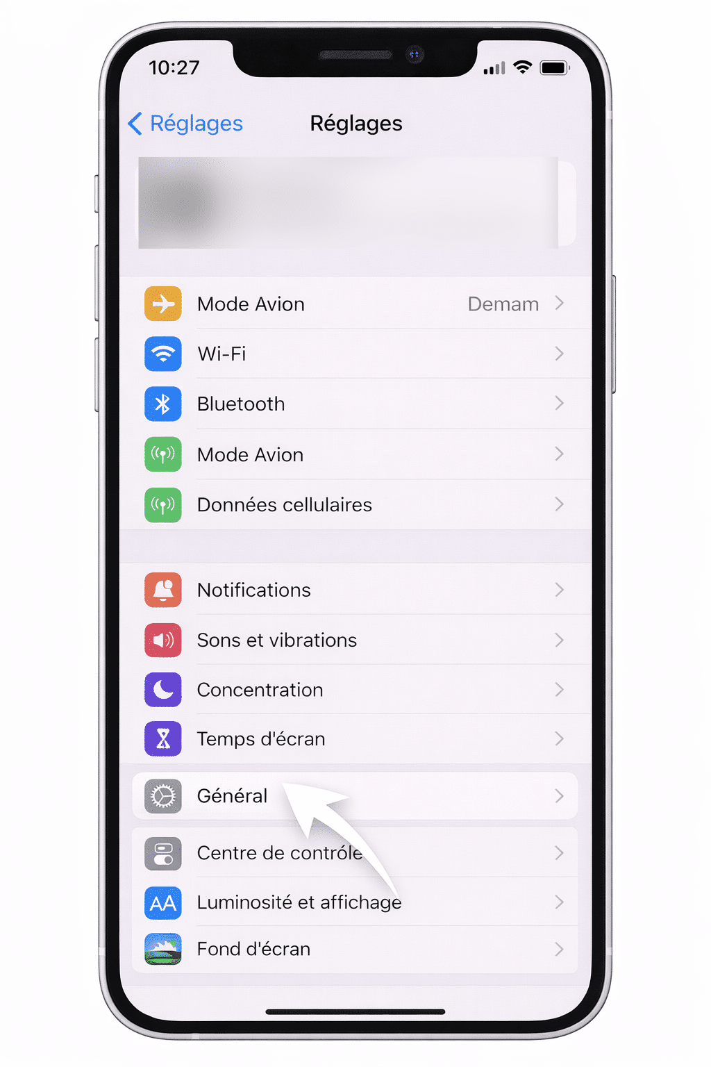 Appuyez sur **Général**