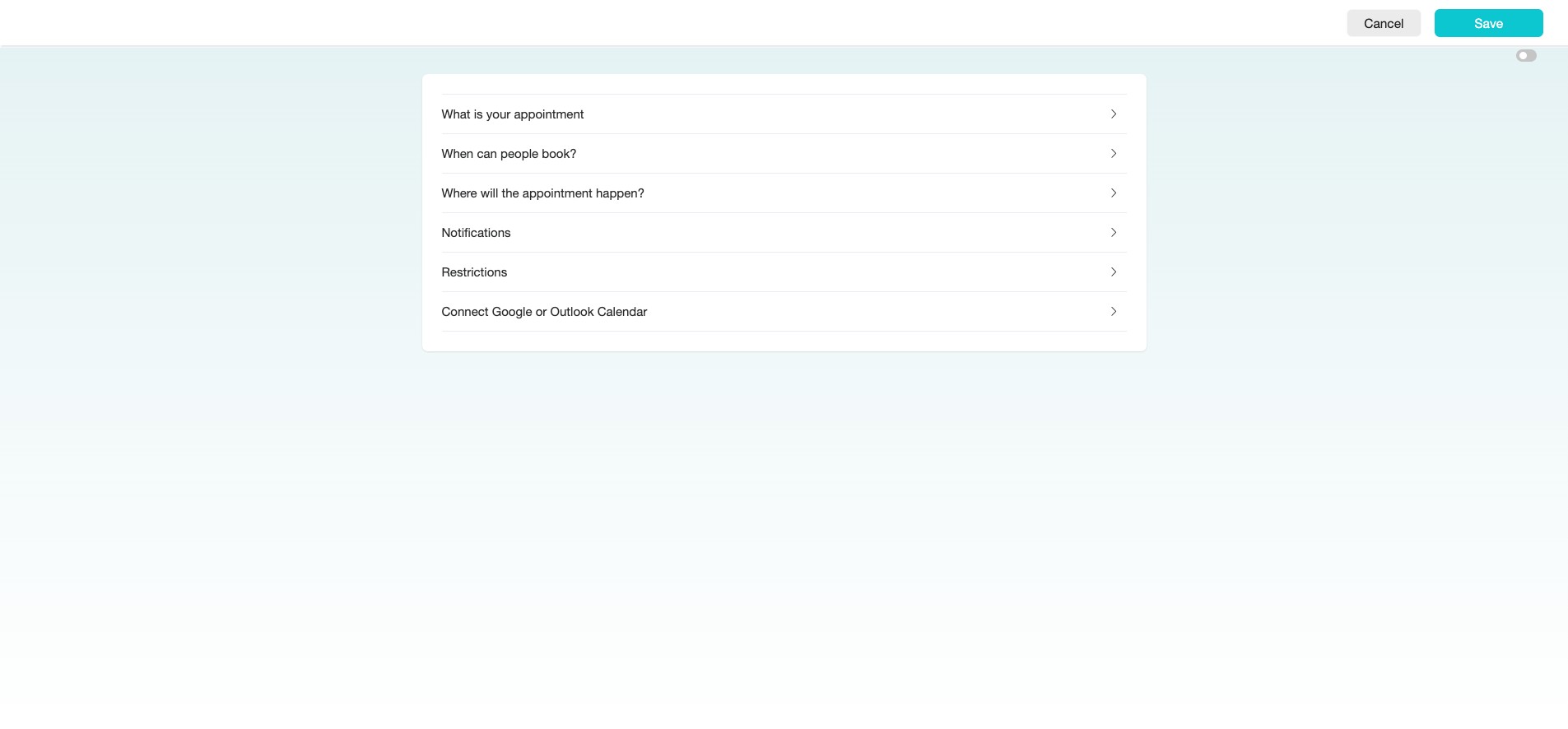 Click the arrow icon on the right to configure the "Notifications" for the appointment.