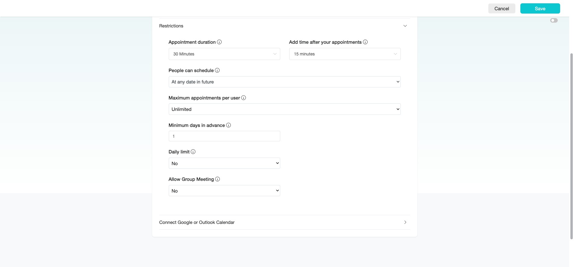 Select "At any date in future" to allow users to book appointments without any future date restrictions.