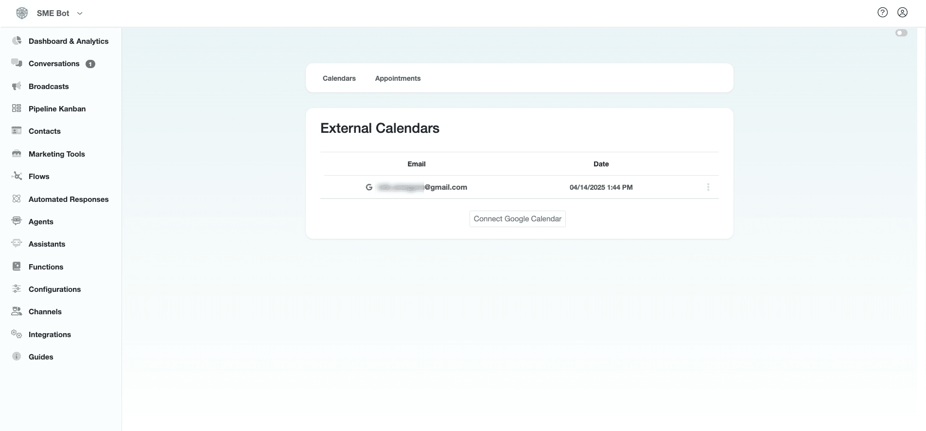 ✅ Done! You’ve successfully integrated your Calendar with SME Bot. 🚀