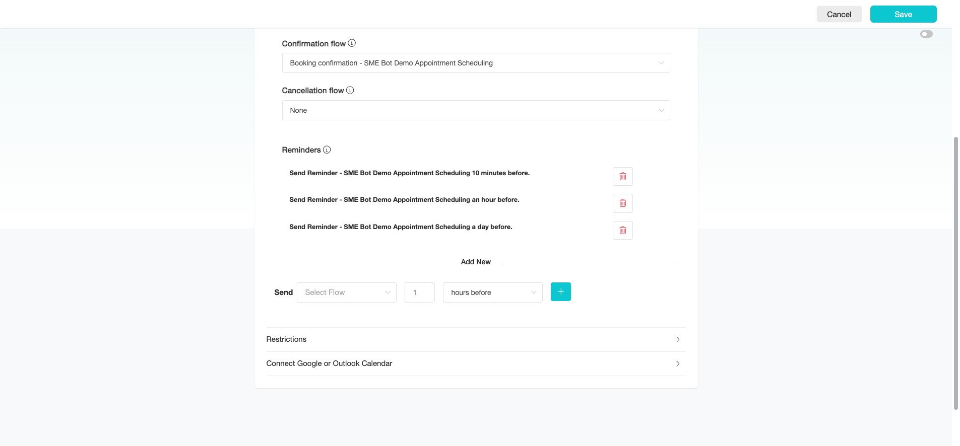 You can add a new reminder for the appointment if needed.