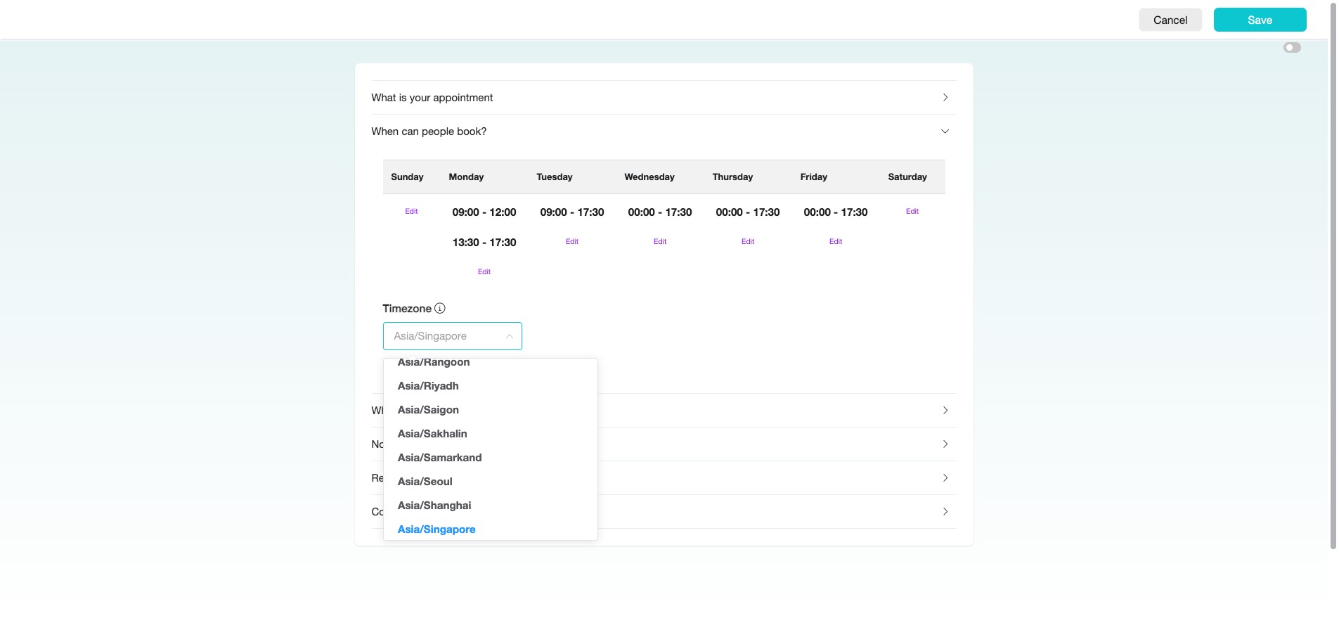 Set the "Timezone" to specify the timezone for the calendar you are creating. This will ensure that your availability is displayed correctly to users based on their own timezone.