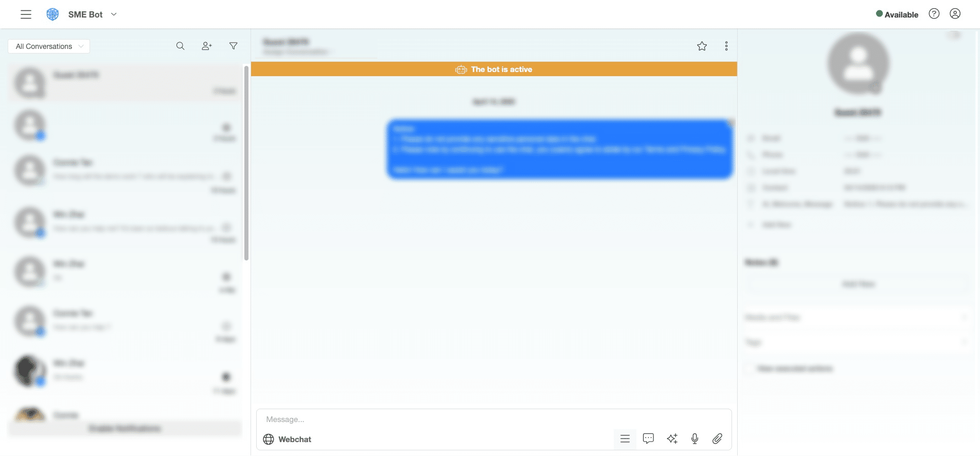 In "Conversations" with the contact, click the hamburger icon (three lines) at the bottom of the screen.