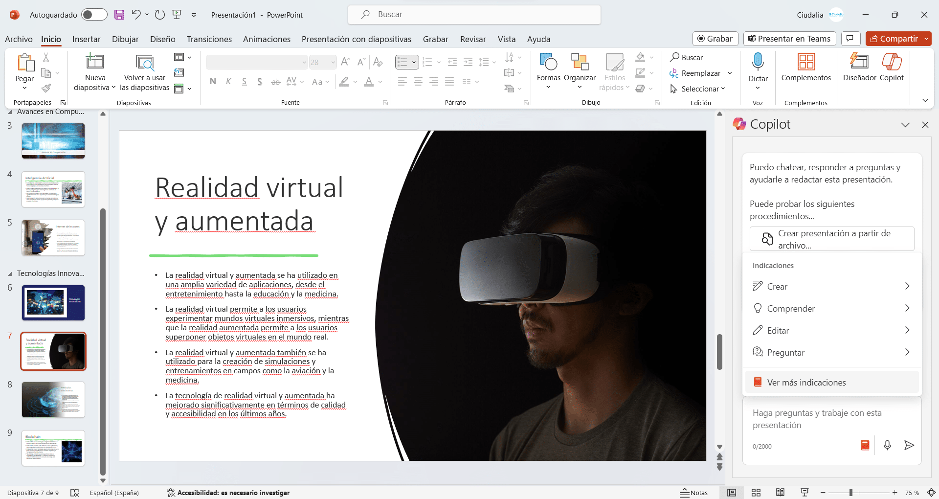 Selecciona el siguiente icono y haz clic en la opción de "**Ver más indicaciones**"