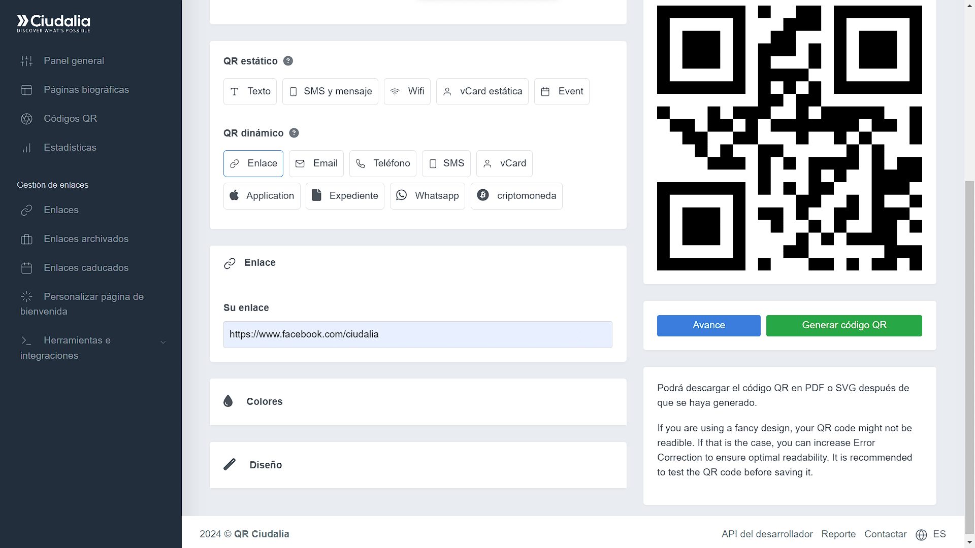 Asigna tu direccion web para el enlace