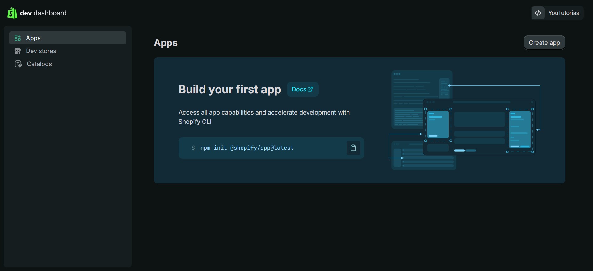 Clique em Create app.