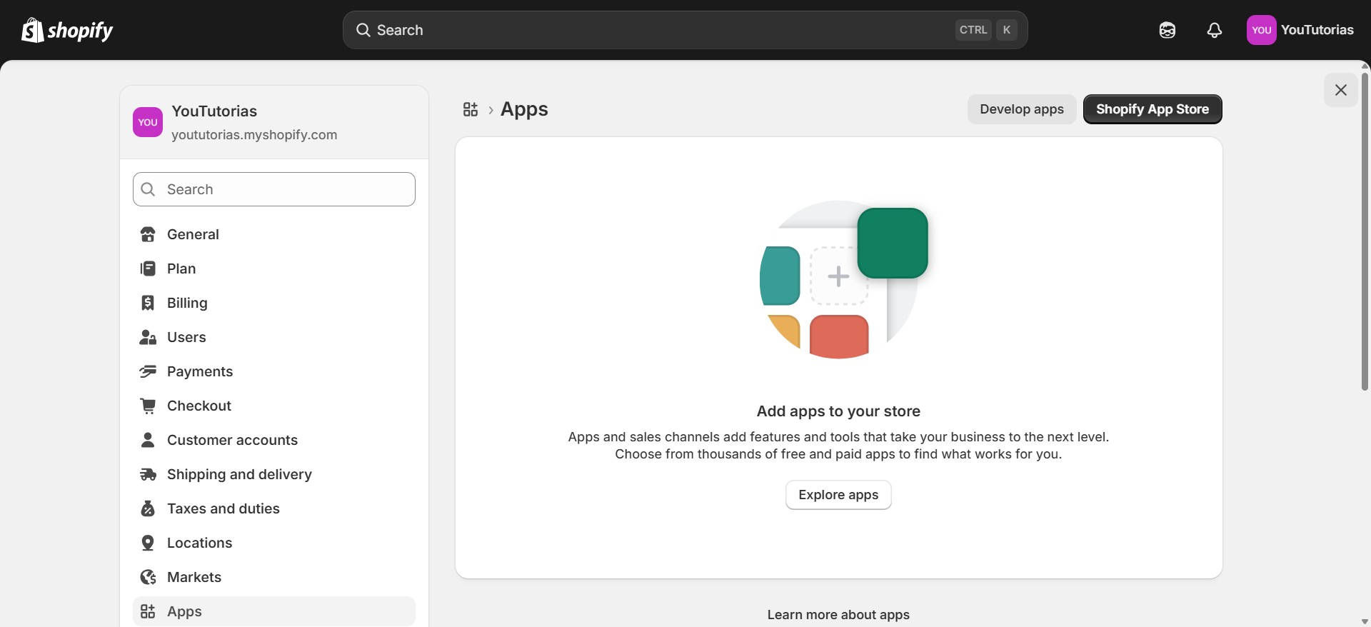 Selecione o botão Develop apps.
