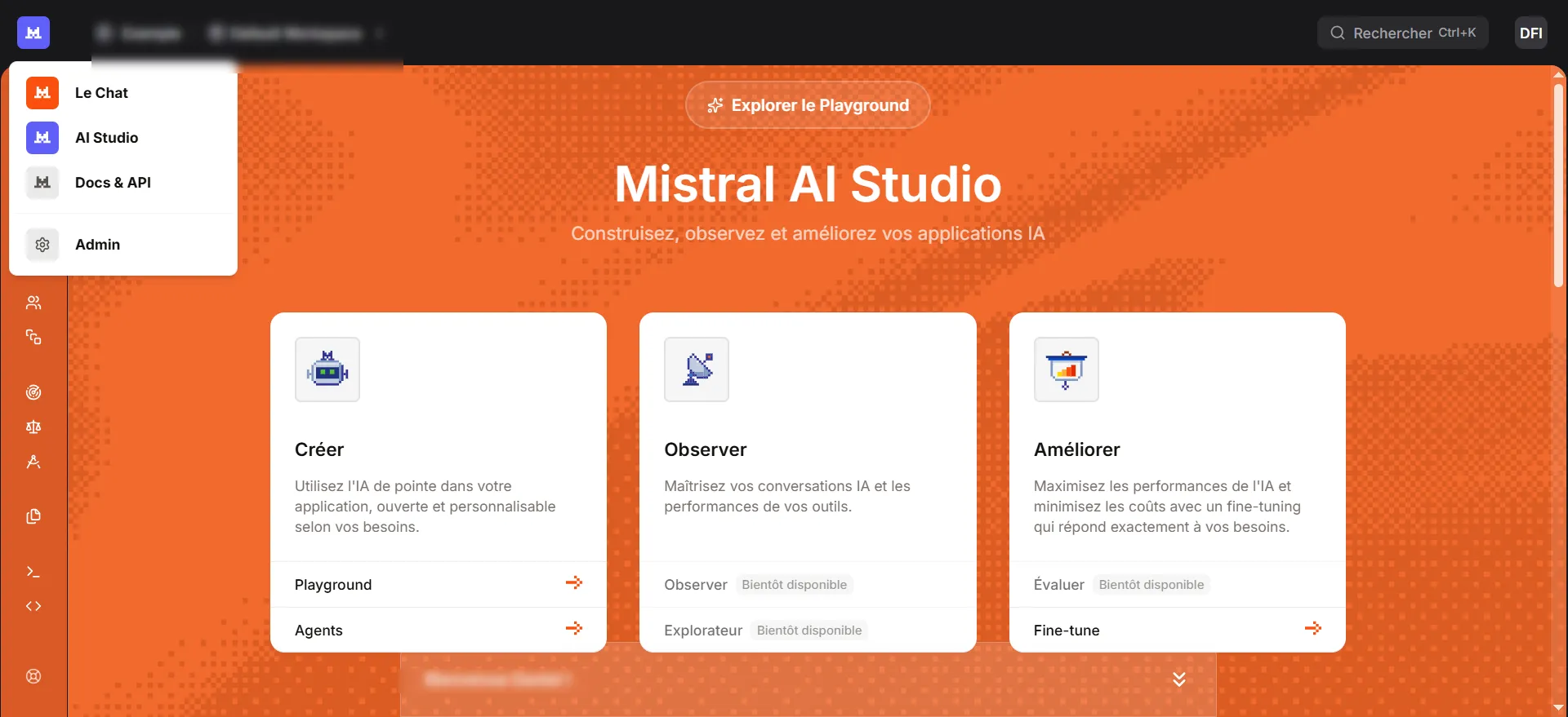 Sur l'interface principale cliquez sur le bouton en haut à droite et choisir la section Admin