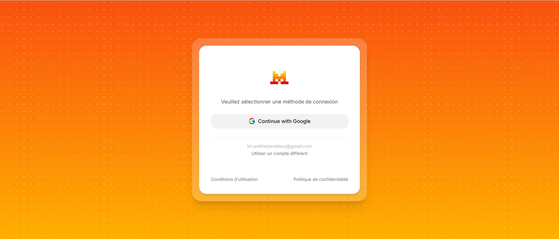 Acceptez de continuer avec le type de votre compte mail 

