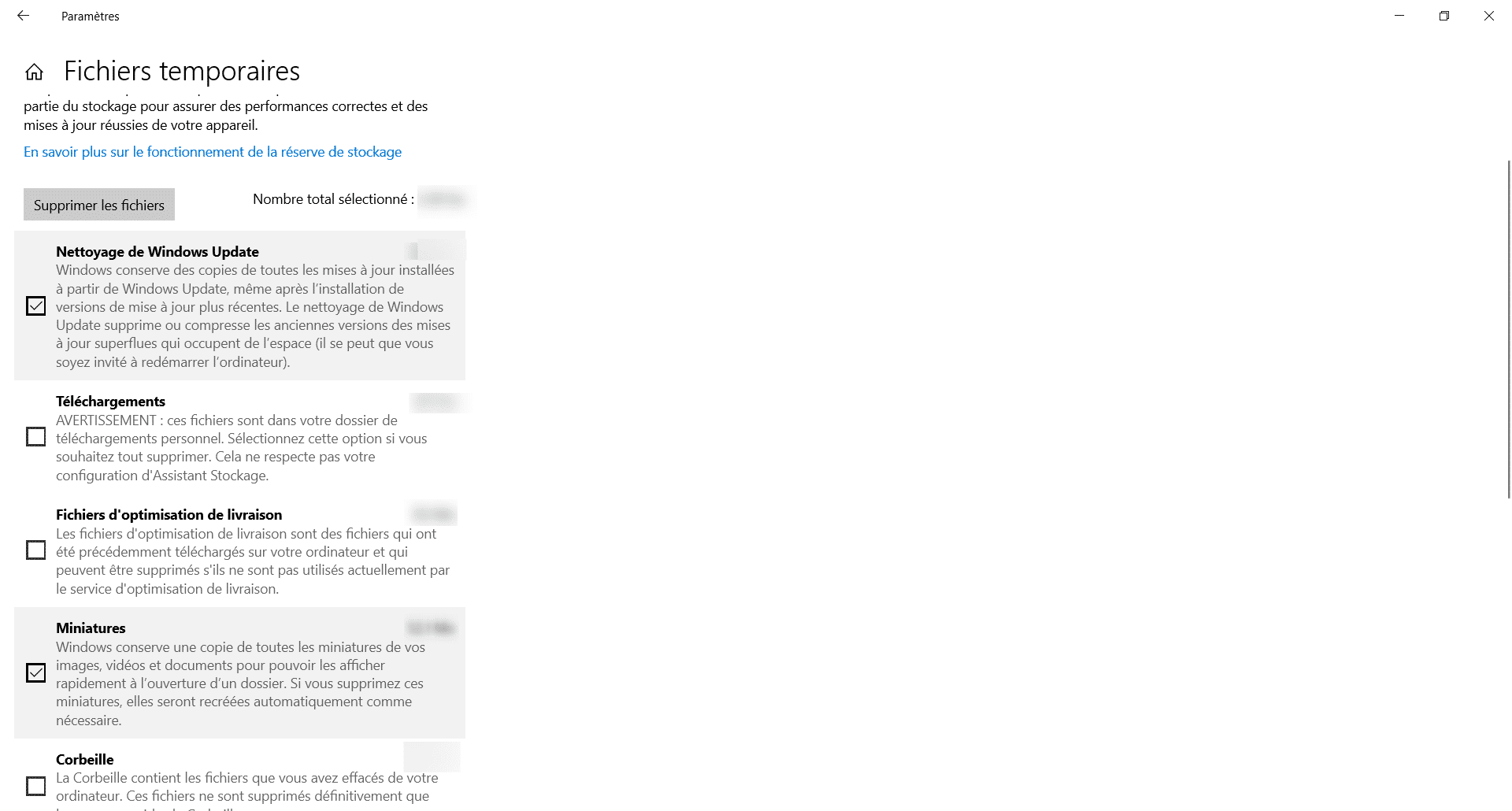 Clique sur **Supprimer les fichiers**