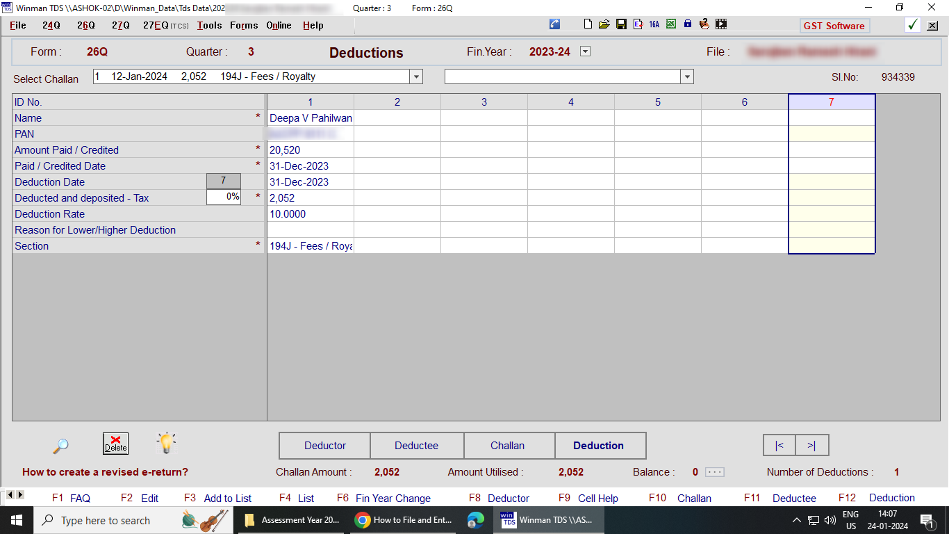 Confirm balance of the challan to be zero 