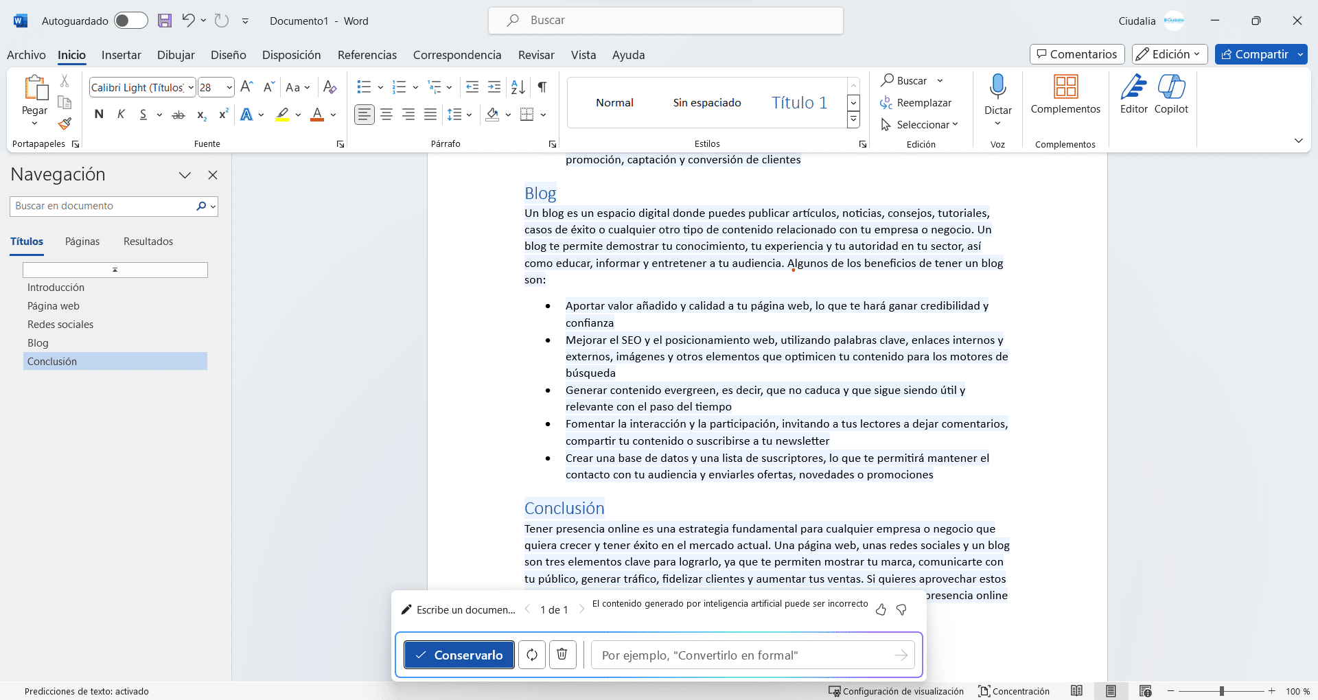 Y listo. Haz click en "**Conservarlo**" y solo queda revisar y ajustarlo a tus necesidades.