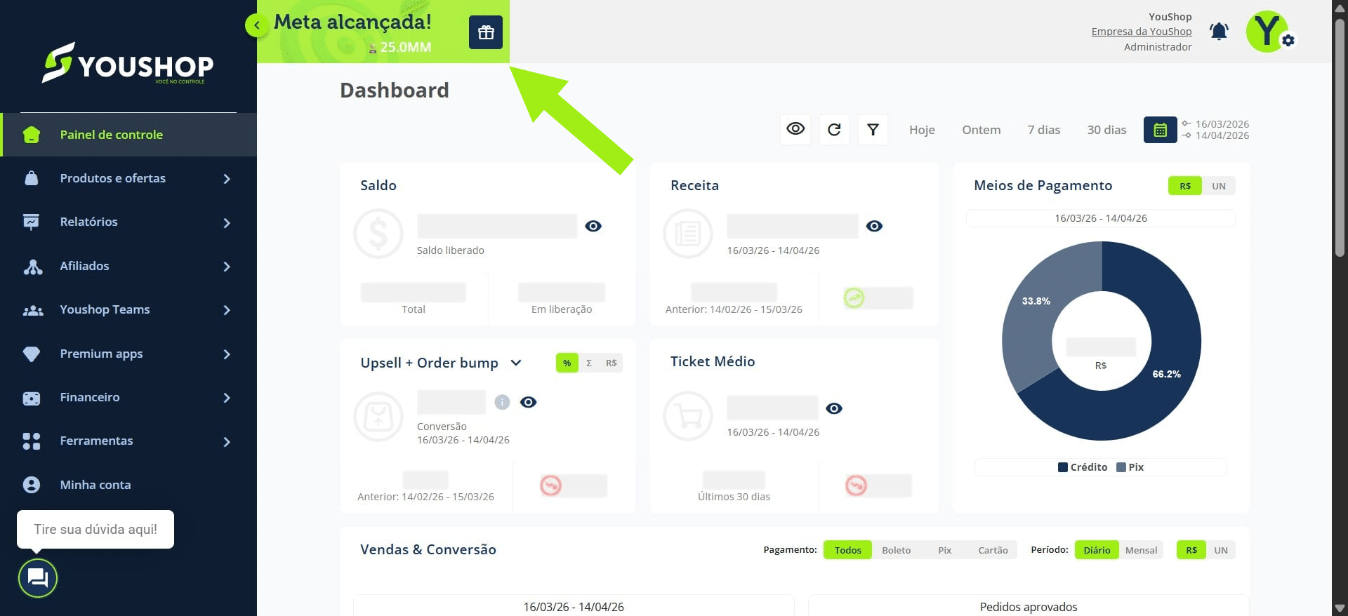 Acesse o menu de **Premiações** na plataforma.