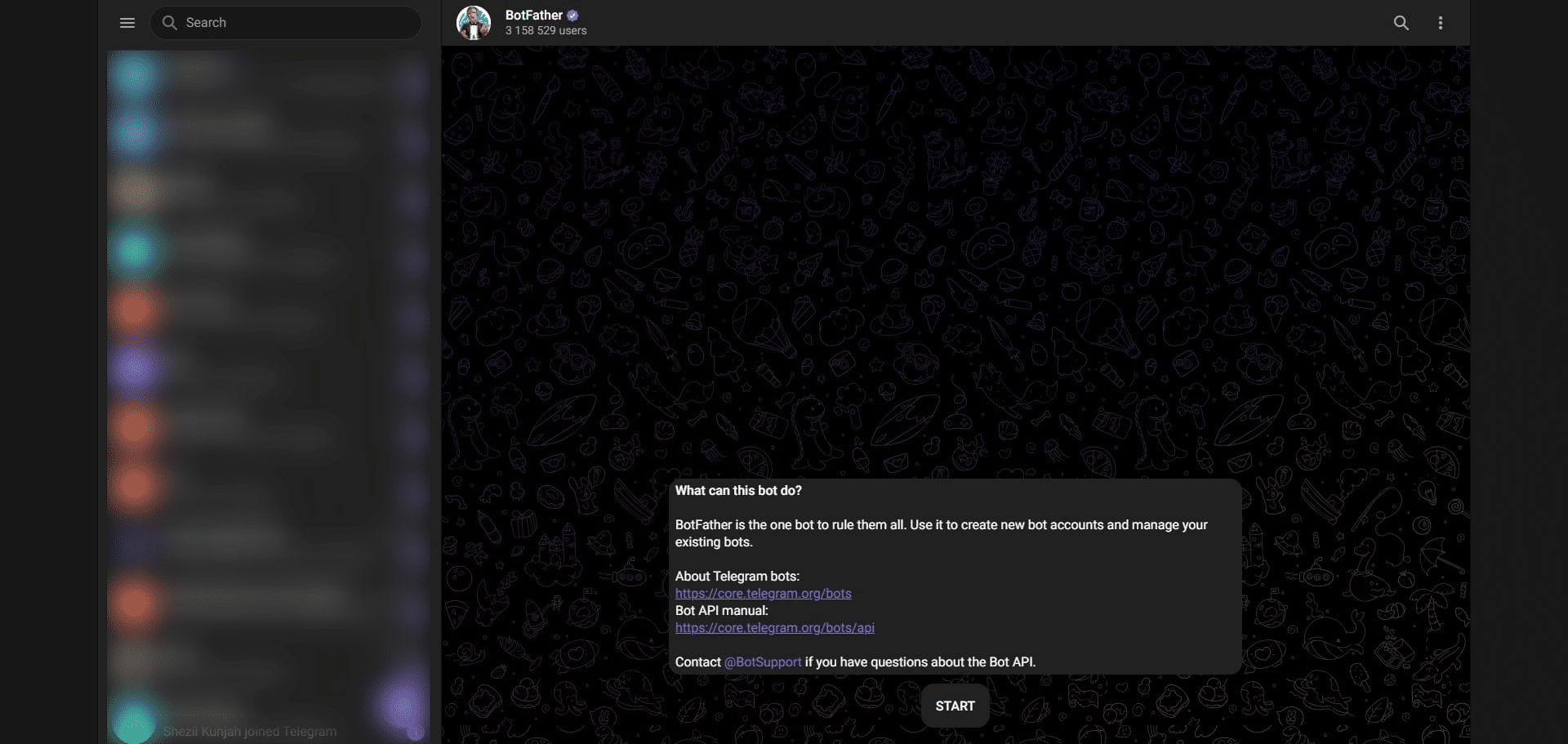 Click on the "Start" button to initiate a conversation