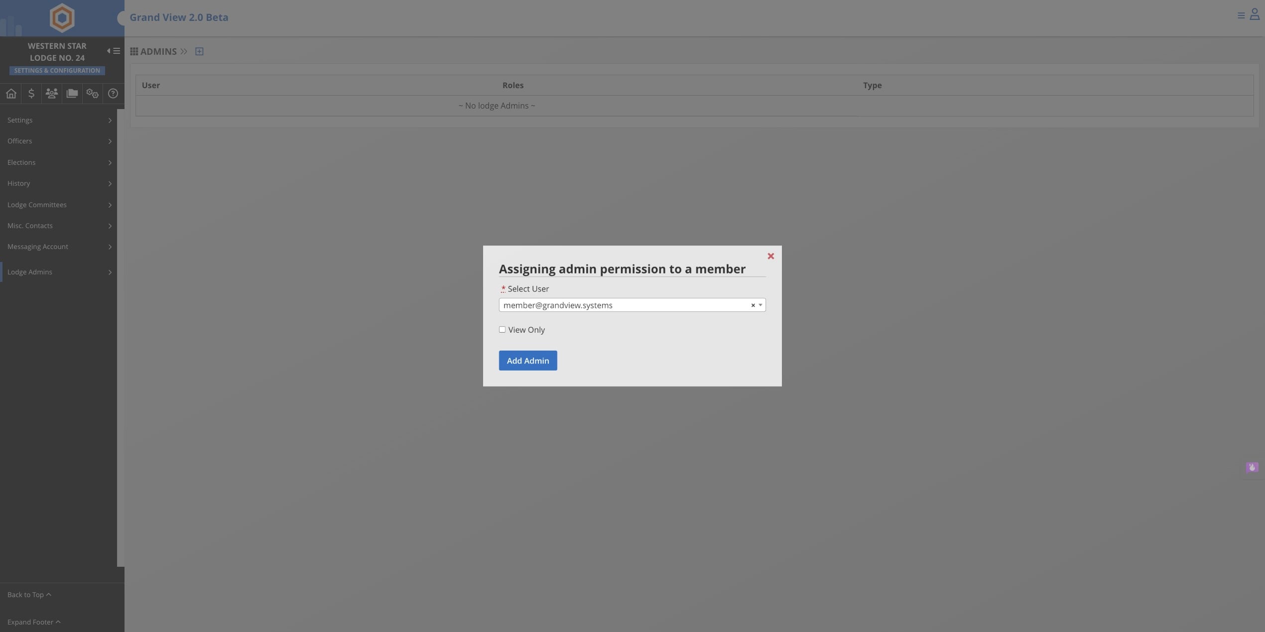 Click Add Admin