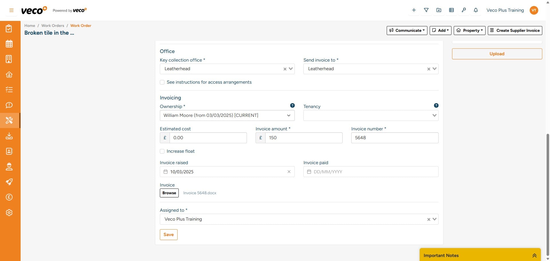 Select ‘Browse’ to attach the invoice document 
